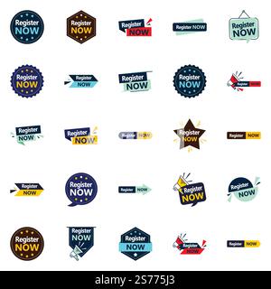 25 Versatile typographic banners for increased registration Stock Vector