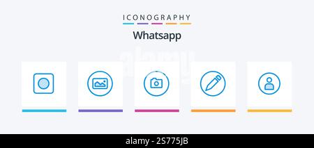 Whatsapp Blue 5 Icon Pack Including ui. worker. image. man. pencil. Creative Icons Design Stock Vector