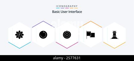 Basic 25 Glyph icon pack including . rock. line. figure. mark Stock Vector