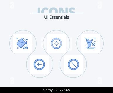 Ui Essentials Blue Icon Pack 5 Icon Design. connection. buffer. trash. paint. colour Stock Vector