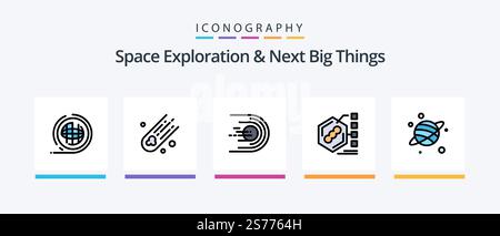 Space Exploration And Next Big Things Line Filled 5 Icon Pack Including airlock. space. protection. astronomy. light. Creative Icons Design Stock Vector