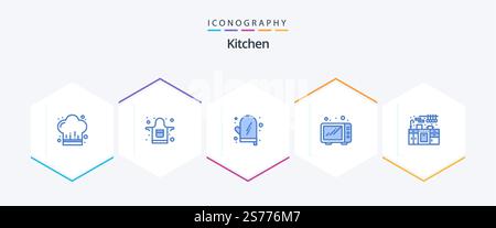 Kitchen 25 Blue icon pack including . kitchen. food. cabinet. kitchen Stock Vector