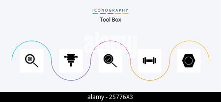 Tools Glyph 5 Icon Pack Including . tools. Stock Vector