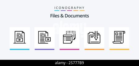 Files And Documents Line 5 Icon Pack Including file. data. document. paper. file. Creative Icons Design Stock Vector