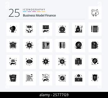 Finance 25 Solid Glyph icon pack including loan. finance. investor. service. funds Stock Vector