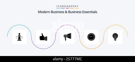 Modern Business And Business Essentials Glyph 5 Icon Pack Including marketing. digital. finger. announce. up Stock Vector