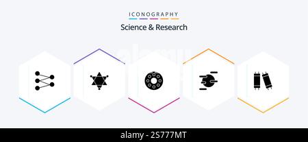 Science 25 Glyph icon pack including . uranus. Stock Vector