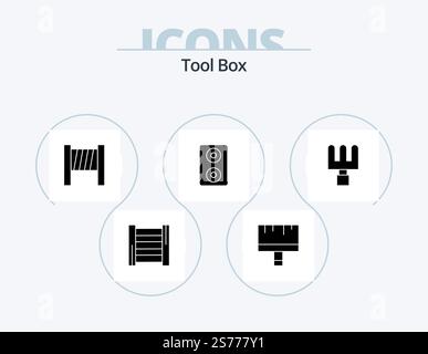 Tools Glyph Icon Pack 5 Icon Design. . tools. Stock Vector