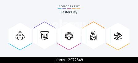 Easter 25 Line icon pack including decoration. rabbit. holiday. easter. easter Stock Vector