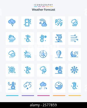 Creative Weather 25 Blue icon pack  Such As weather. cloud. forecast. weather. energy Stock Vector