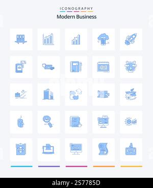 Creative Modern Business 25 Blue icon pack  Such As clouds. business. analytics. cloudstorage. statistics Stock Vector