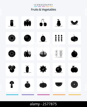Fruits and Vegetables 25 Glyph icon pack including . . patterson. slice ...