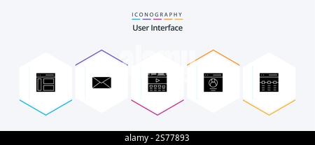 User Interface 25 Glyph icon pack including user. interface. interface. communication. interface Stock Vector