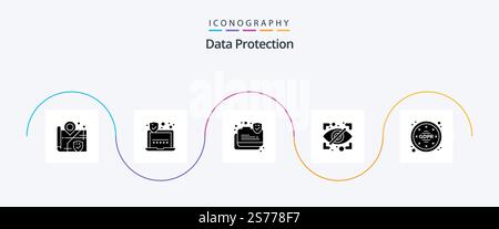 Data Protection Glyph 5 Icon Pack Including data. privacy. protection. gdpr. private Stock Vector