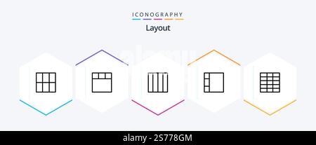 Layout 25 Line icon pack including . Stock Vector