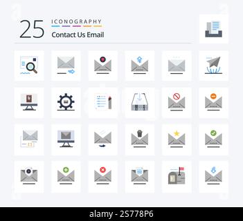 Email 25 Flat Color icon pack including mail. email. email. upload. letter Stock Vector