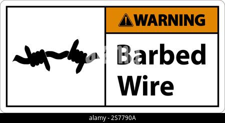 Warning Sign Barbed Wire On White Background Stock Vector