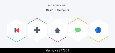 Basic Ui Elements 25 Flat icon pack including globe. mail. sign. massege. chat Stock Vector