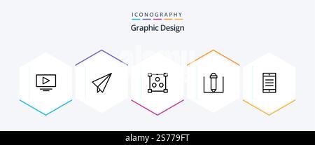 Design 25 Line icon pack including . online. . cell Stock Vector