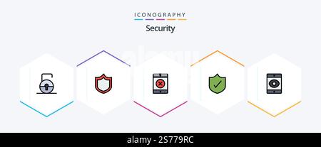 Security 25 FilledLine icon pack including . . smartphone. virus. smartphone Stock Vector