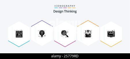 Design Thinking 25 Glyph icon pack including digital. creative. grid. thinking. design Stock Vector