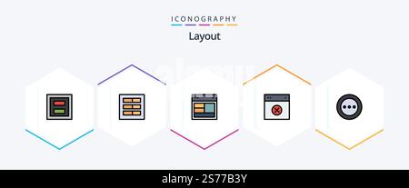Layout 25 FilledLine icon pack including layout. cancel. ui. website. site Stock Vector