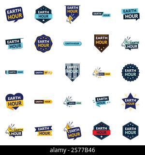 Earth Hour Bundle 25 Impactful Vector Designs for Earth Hour Events and Promotions Stock Vector