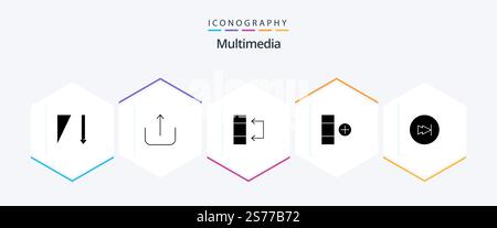 Multimedia 25 Glyph icon pack including . multimedia. table. forward. arrow Stock Vector