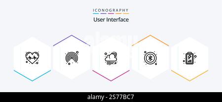 User Interface 25 Line icon pack including . user. sun. interface. user Stock Vector