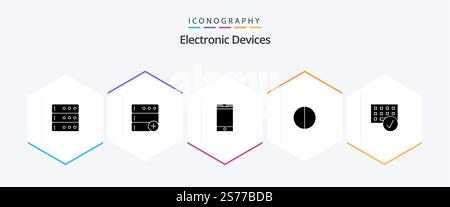 Devices 25 Glyph icon pack including . gadget. smartphone. devices. computers Stock Vector