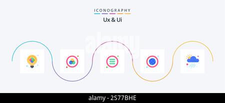 Ux And Ui Flat 5 Icon Pack Including application. globe. list. network. earth Stock Vector