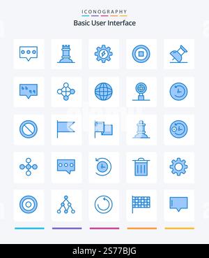 Creative Basic 25 Blue icon pack  Such As hierarchy. message. process. bubble. marker Stock Vector