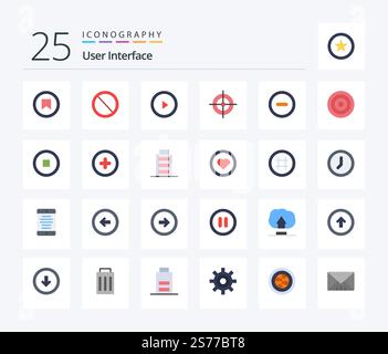 User Interface 25 Flat Color icon pack including basic. minus. interface. interface. interface Stock Vector