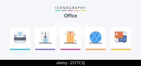 Office Flat 5 Icon Pack Including . office. office. dialog. school. Creative Icons Design Stock Vector