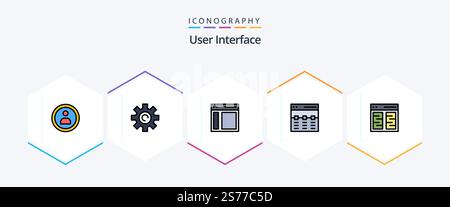 User Interface 25 FilledLine icon pack including interface. hero. communication. header. user Stock Vector