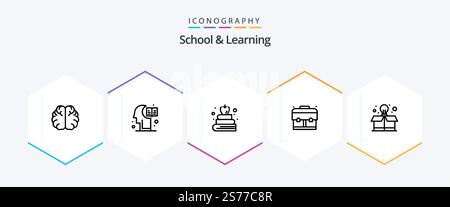 School And Learning 25 Line icon pack including . education. box Stock Vector
