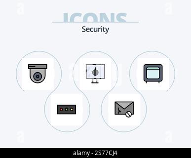 Security Line Filled Icon Pack 5 Icon Design. spy. camera. aim. security. lock Stock Vector