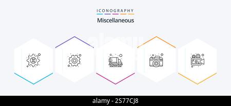 Miscellaneous 25 Line icon pack including player. delivery. picture. camera Stock Vector