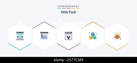 Web Pack 25 Flat icon pack including tools. graphic. web development. design. cube Stock Vector