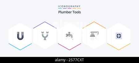 Plumber 25 Flat icon pack including . plumbing. mechanical. plumber. extractor Stock Vector