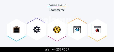 Ecommerce 25 FilledLine icon pack including shopping. online. setting. credit. money Stock Vector