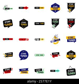 Stay Tuned 25 Unique vector elements for a fresh and one of a kind brand  25 pack Stock Vector