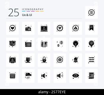 Ux And Ui 25 Solid Glyph icon pack including rgb. diamond. coding. seo. premium Stock Vector