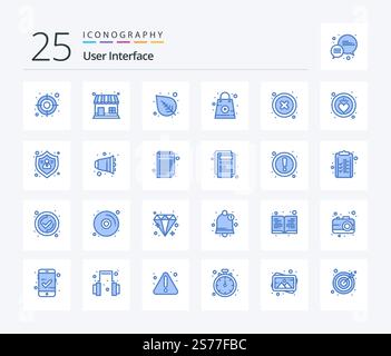 User Interface 25 Blue Color icon pack including user. delete. nature. cancel. store Stock Vector