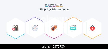 Shopping and Ecommerce 25 Flat icon pack including . . sale. shopping. lock Stock Vector