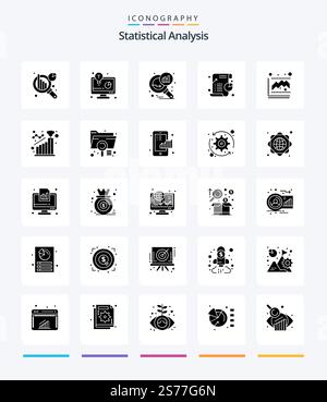 Creative Statistical Analysis 25 Glyph Solid Black icon pack  Such As graph. statistic. graph analysis. pie. chart Stock Vector