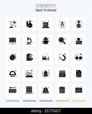 Creative Back To School 25 Glyph Solid Black icon pack  Such As education. award. movement. school. divider Stock Vector