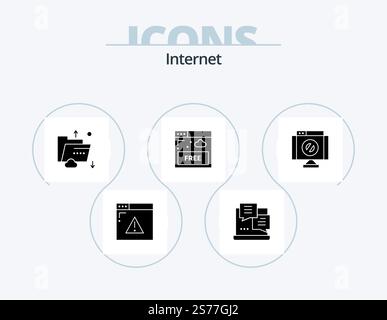 Internet Glyph Icon Pack 5 Icon Design. cross. internet. cloud. free. storage Stock Vector