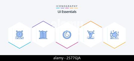 Ui Essentials 25 Blue icon pack including interface. browser. ui. ui. reload Stock Vector