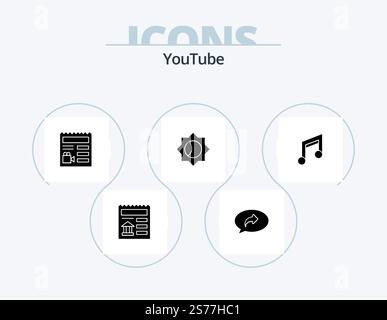 Youtube Glyph Icon Pack 5 Icon Design. design. app. document. ui. basic Stock Vector